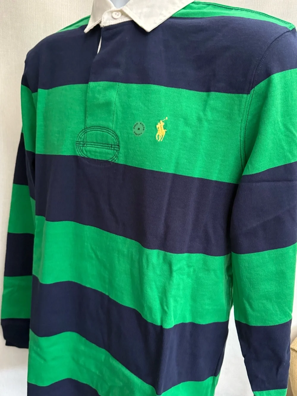 Polo by Ralph Lauren Green & Navy Stripe Long-Sleeve Rugby Shirt